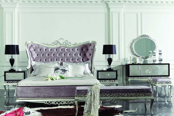 SGS Italian Luxury European Bedroom Furniture Purple Natural Wood King Bedroom Set