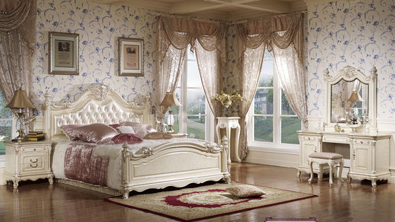 SGS ISO9001 6 Piece Home Hotel Wooden King Size Bed And Wardrobe Set