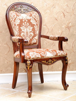 ISO14001 Wood And Fabric Armchair Teak Wood Dining Chairs