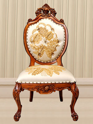 ISO14001 Wood And Fabric Armchair Teak Wood Dining Chairs
