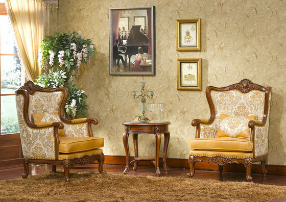 Hand Carved Modern Classic Leisure Armchair Solid Wood Vintage Upholstered Armchair