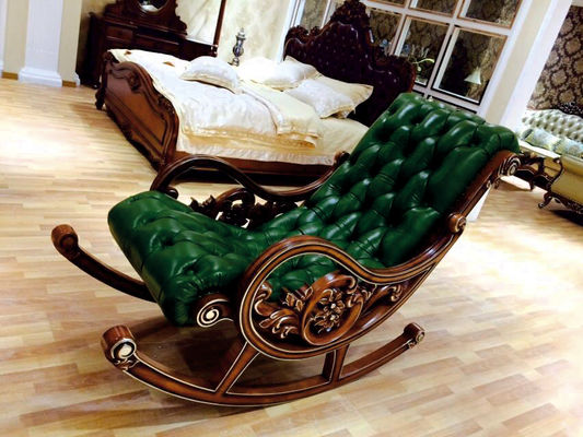 Green Wooden European Style Lounge Chair Living Room Relex Modern Rocking Chair