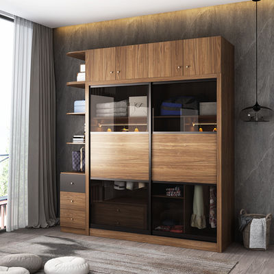 Guardaroba di legno del gabinetto della parete della camera da letto della mobilia della melammina laminata del MDF con i portelli scorrevoli