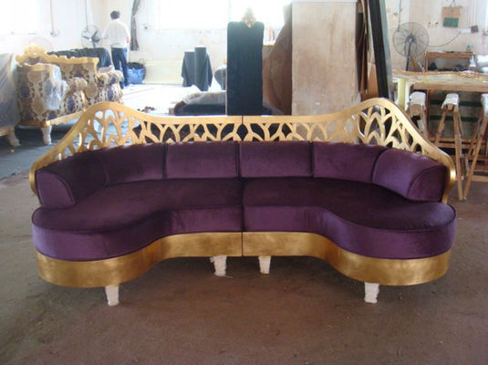 Mobilia classica Sofa Ombination di lusso di legno Sofa Recliner a forma di L del salone