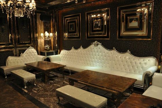 Strato francese di stile dell'ufficio del salone dell'hotel a forma di L d'angolo di Sofa Sectional KTV