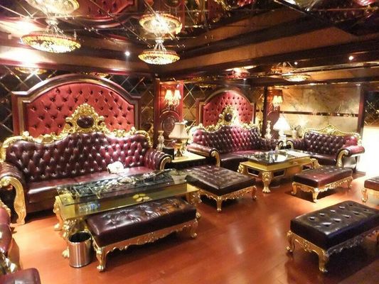 Strato francese di stile dell'ufficio del salone dell'hotel a forma di L d'angolo di Sofa Sectional KTV