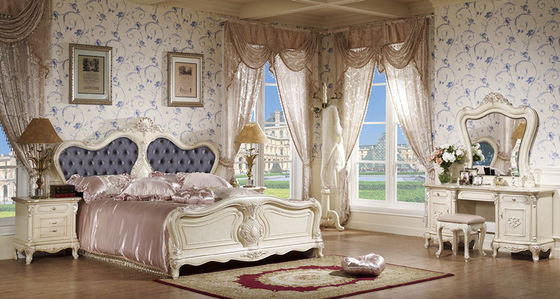 SGS ISO9001 6 Piece Home Hotel Wooden King Size Bed And Wardrobe Set