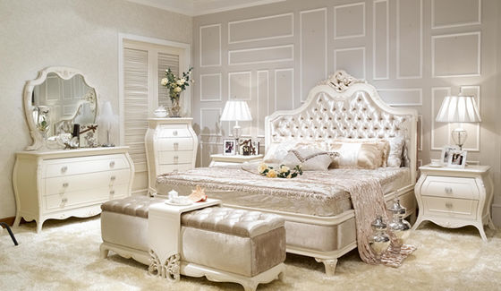 SGS ISO9001 6 Piece Home Hotel Wooden King Size Bed And Wardrobe Set