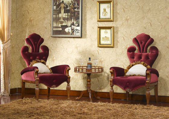 Red Brown Antique Classic Leather Armchair Golden Velvet Solid Wood Leisure Arm Chair