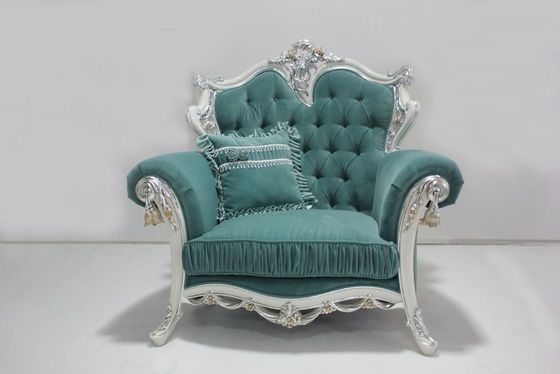 Ciano velluto trapuntato OEM Sofa Set Living Room classico di legno sezionale 2 Seat