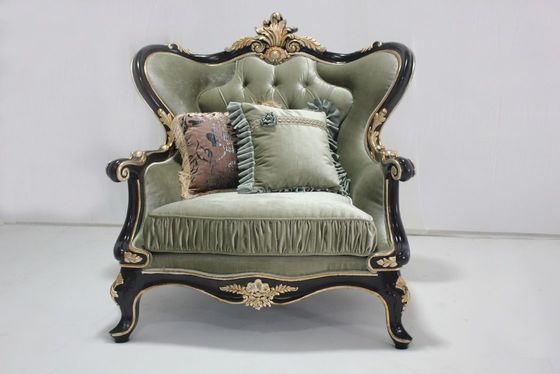 Ciano velluto trapuntato OEM Sofa Set Living Room classico di legno sezionale 2 Seat
