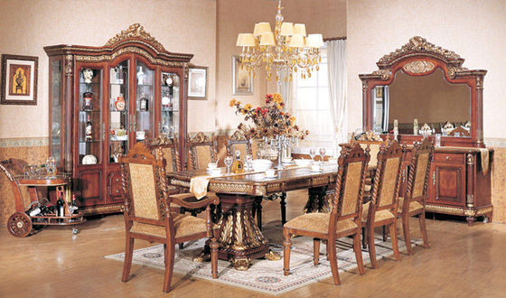 La sala da pranzo di legno di lusso di combinazione di Xinyu mette l'insieme europeo 6 Seaters del tavolo da pranzo