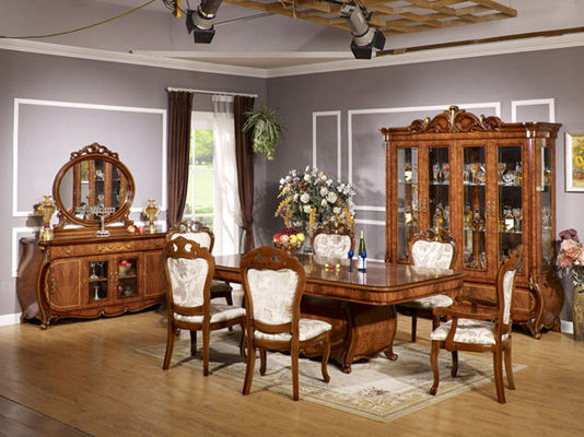La sala da pranzo di legno di lusso di combinazione di Xinyu mette l'insieme europeo 6 Seaters del tavolo da pranzo