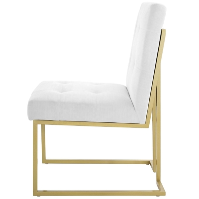 Luxury Home White Upholstered Dining Chairs With Gold Legs