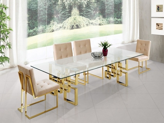 Luxury Home White Upholstered Dining Chairs With Gold Legs